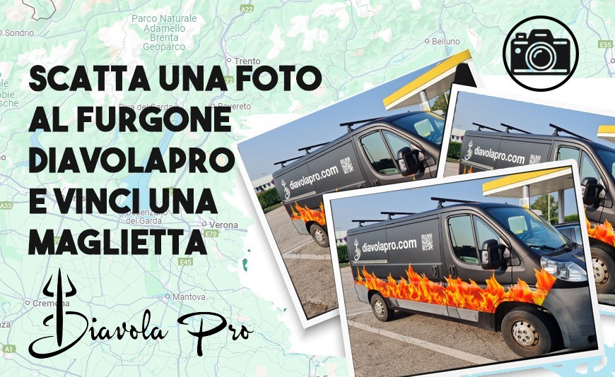 Scatta una Foto al Furgone Diavola Pro e Vinci una Maglietta Esclusiva! Scatta una Foto al Furgone Diavola Pro e Vinci una Maglietta Esclusiva!